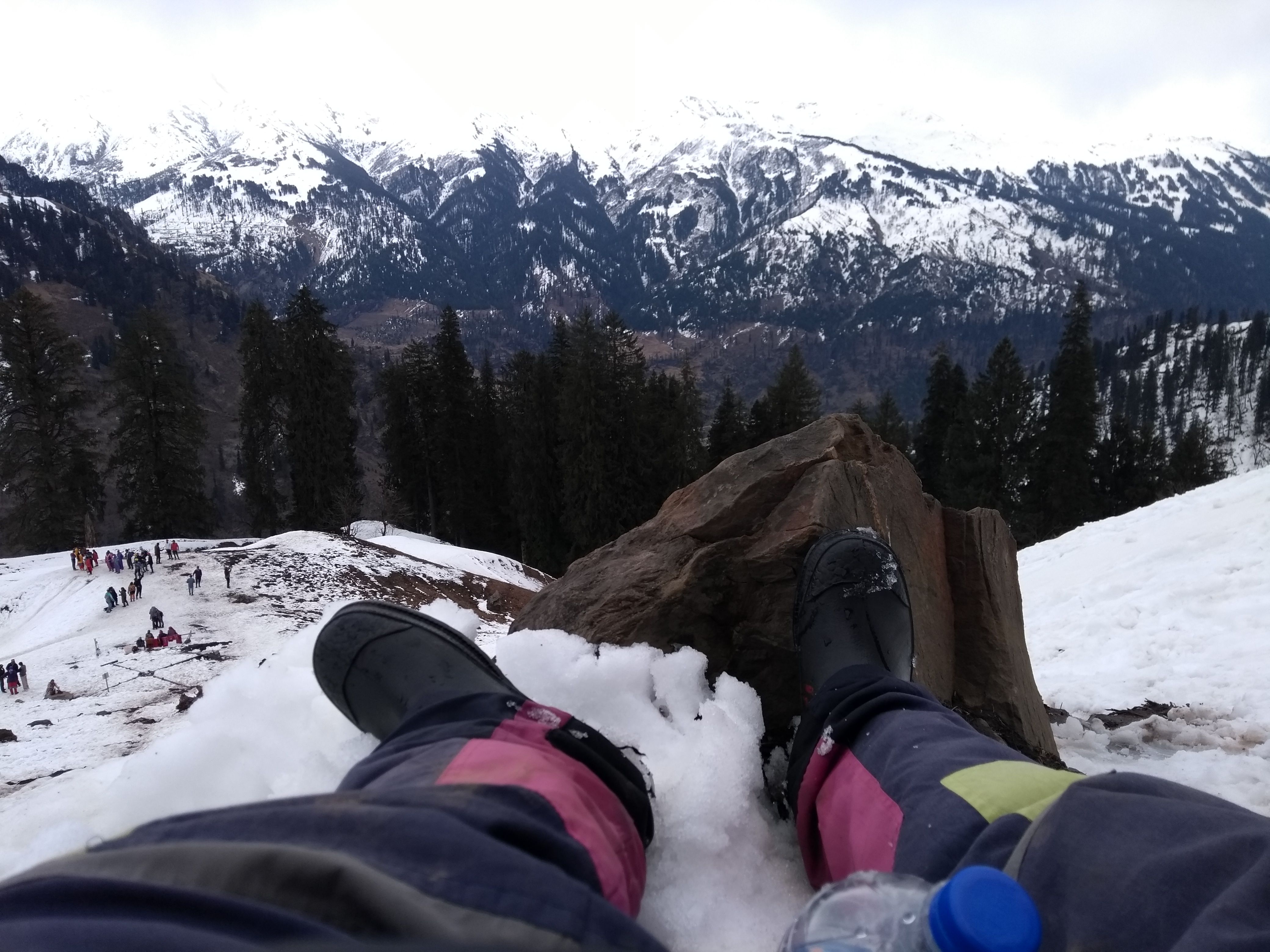 A snowy mountain hiking trail